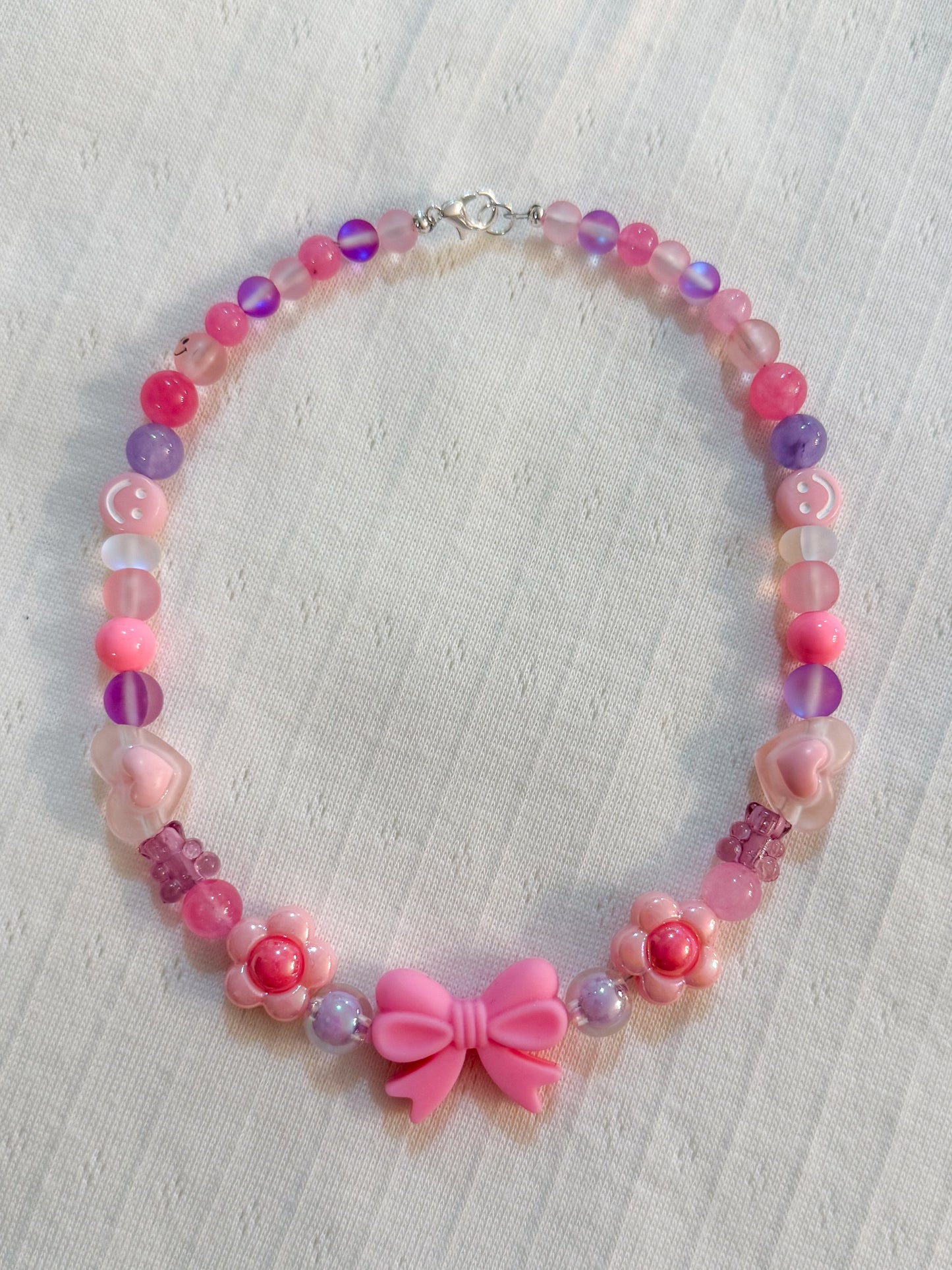 Pink/Purple Bow Necklace