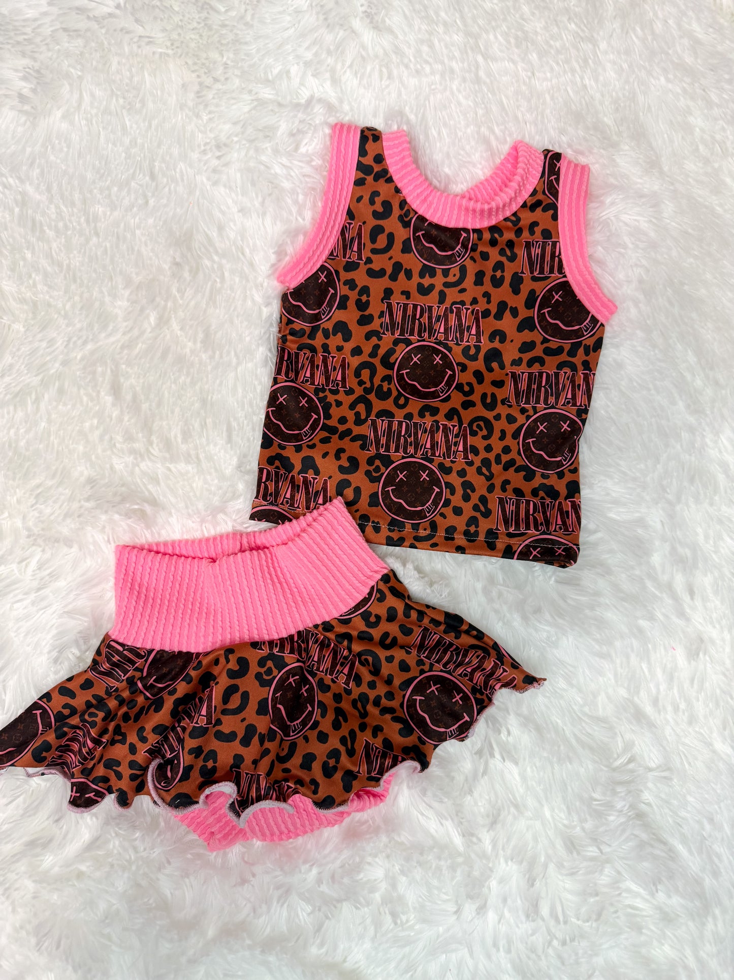 Pink Nirvana Skirted Bummies and Tank set