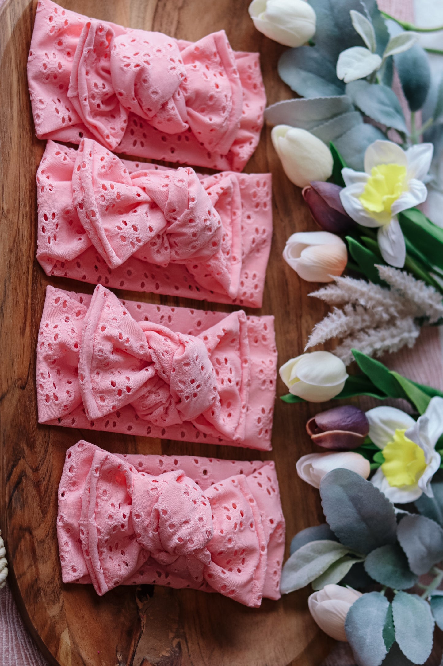 Pastel Pink eyelet knotted HeadWrap