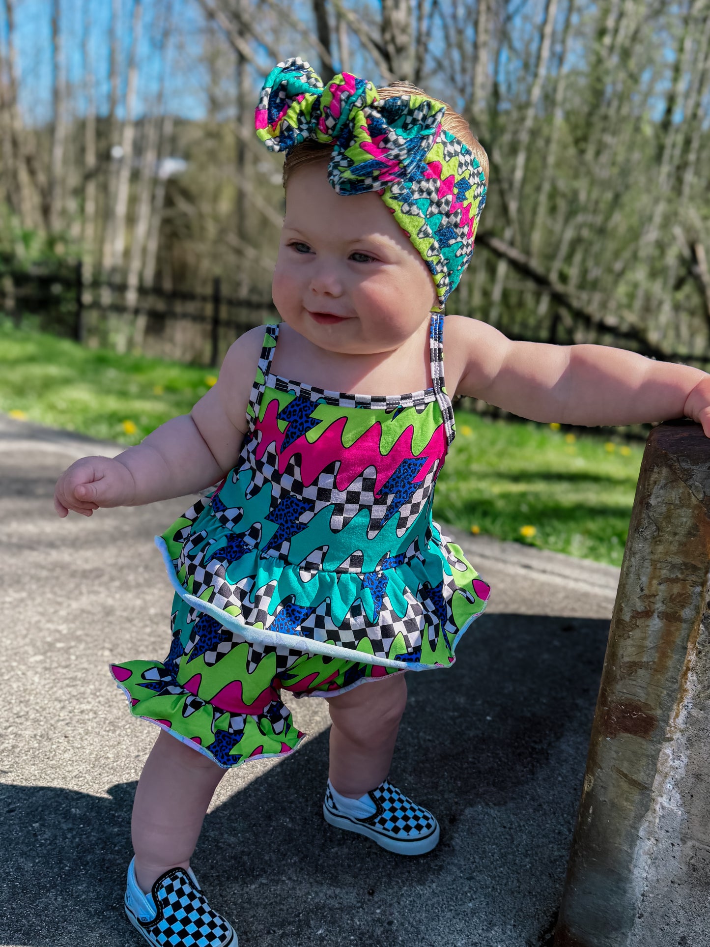 Neon Check Headwrap
