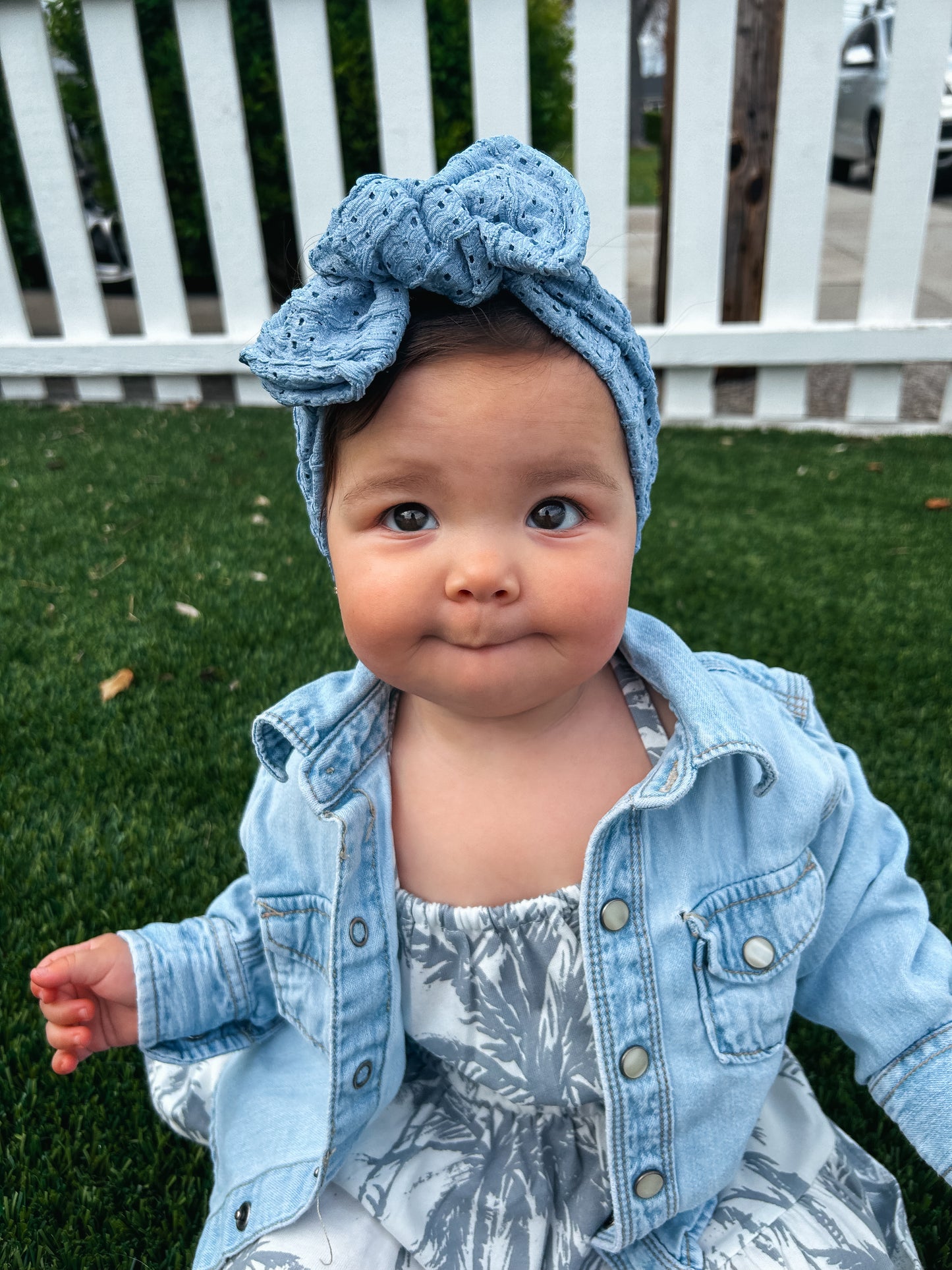 Sand Loop Lace Blue Knotted Headwrap