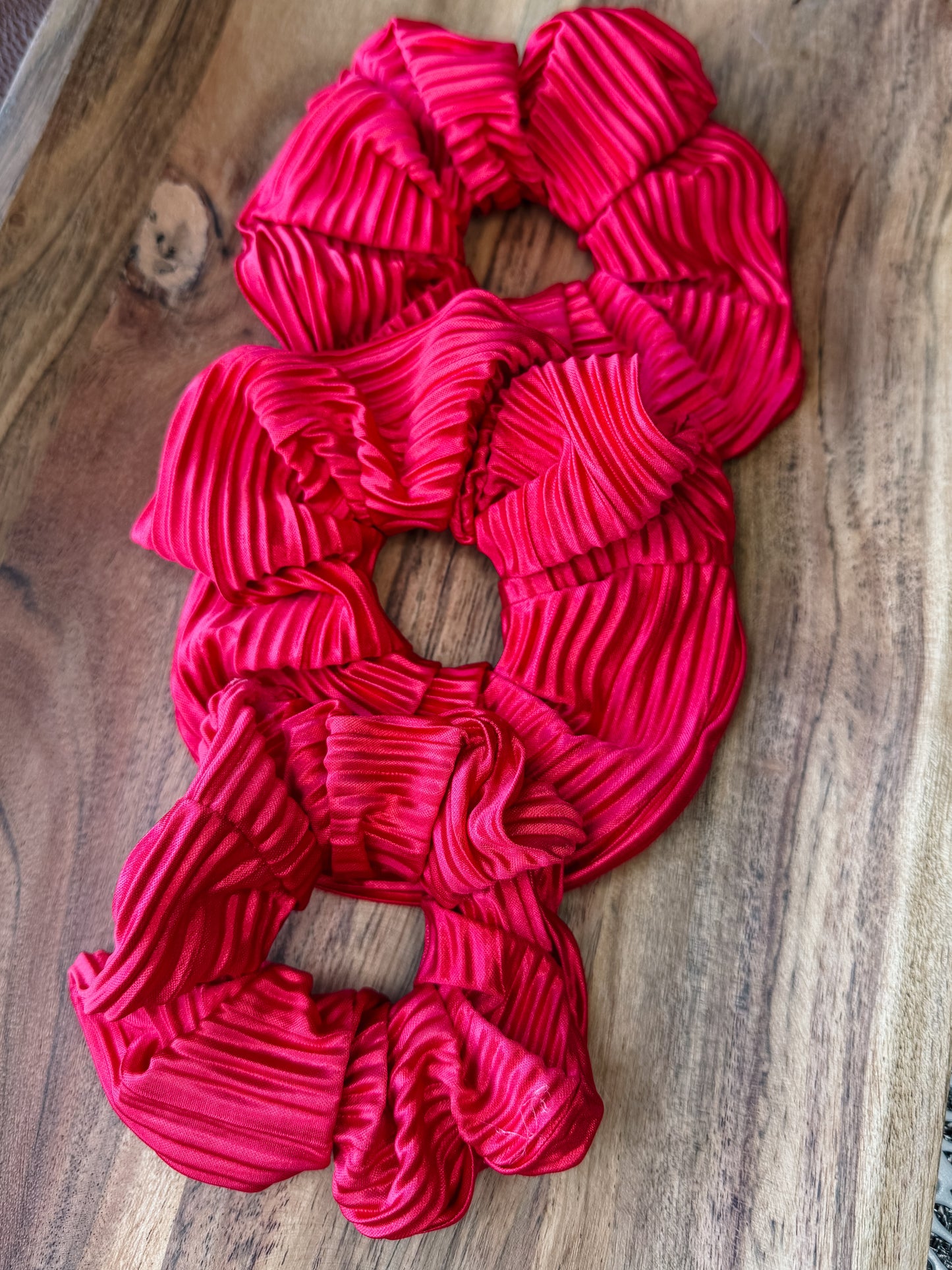 Cherry Red Ribbed Scrunchies