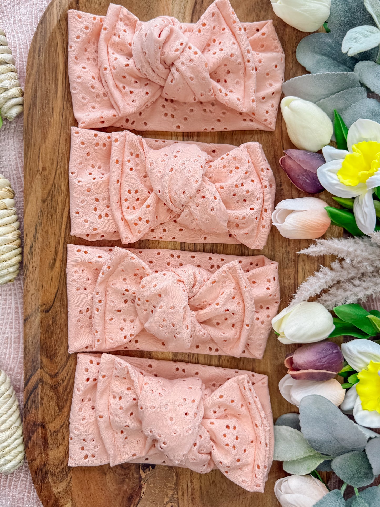 Pastel Orange Eyelet Knotted HeadWrap