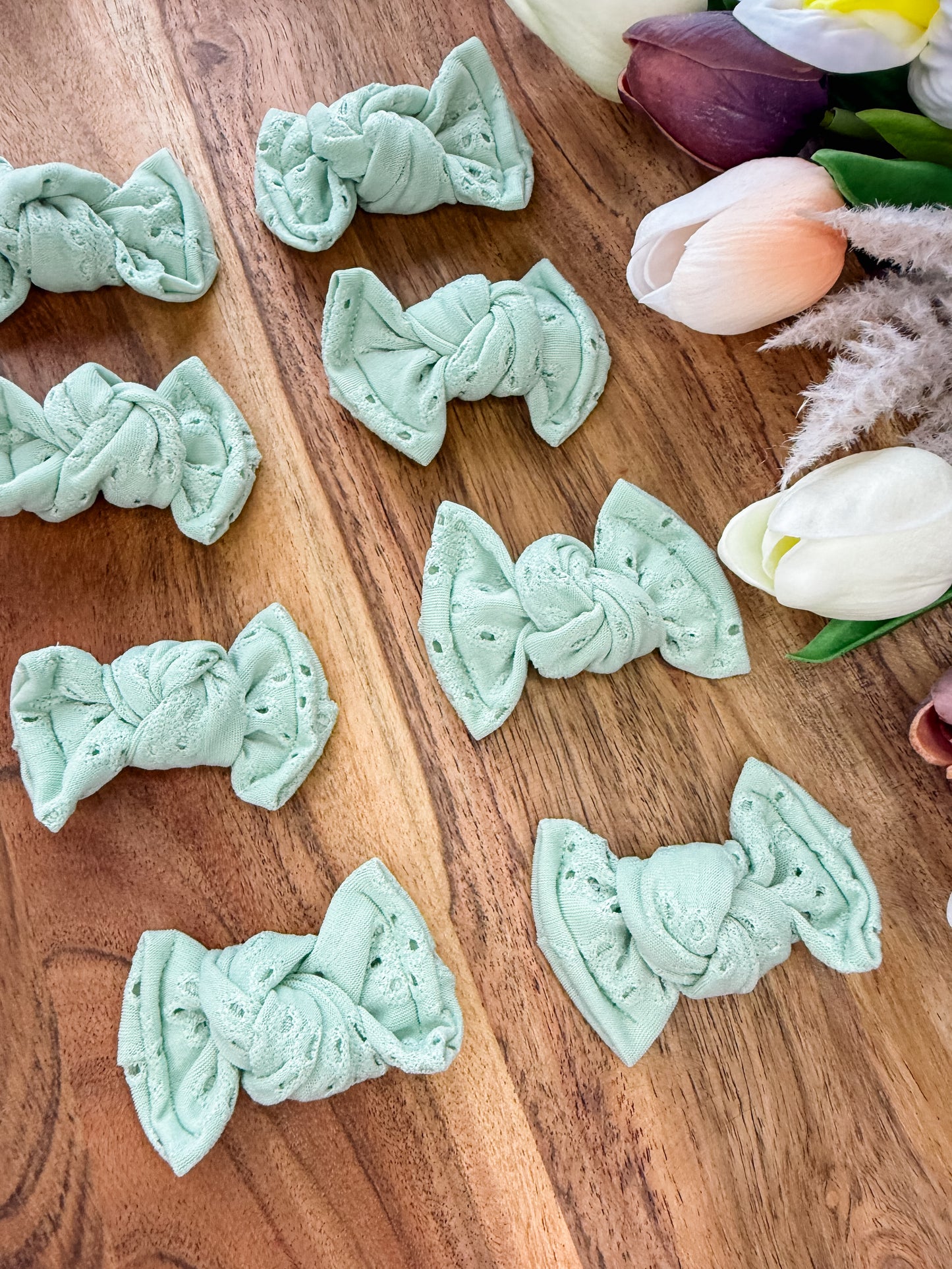 Pastel Green eyelet piggies