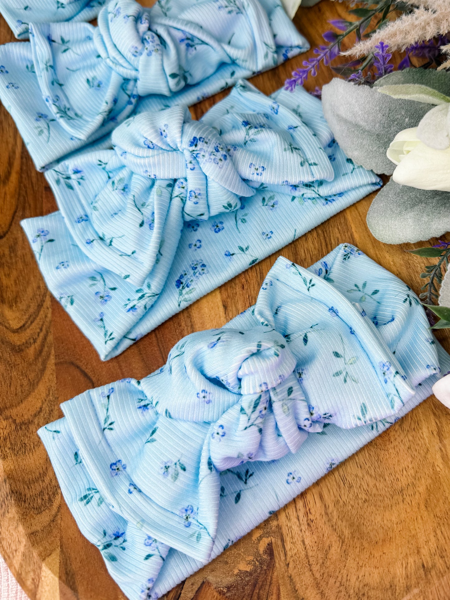 Spring Blooms Blue Knotted HeadWrap