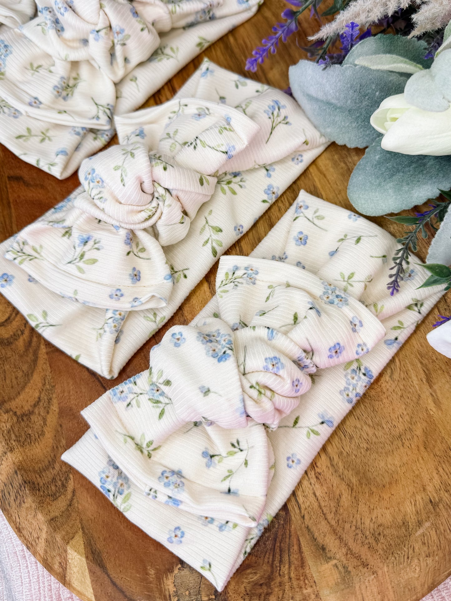 Spring Blooms Cream Knotted HeadWrap