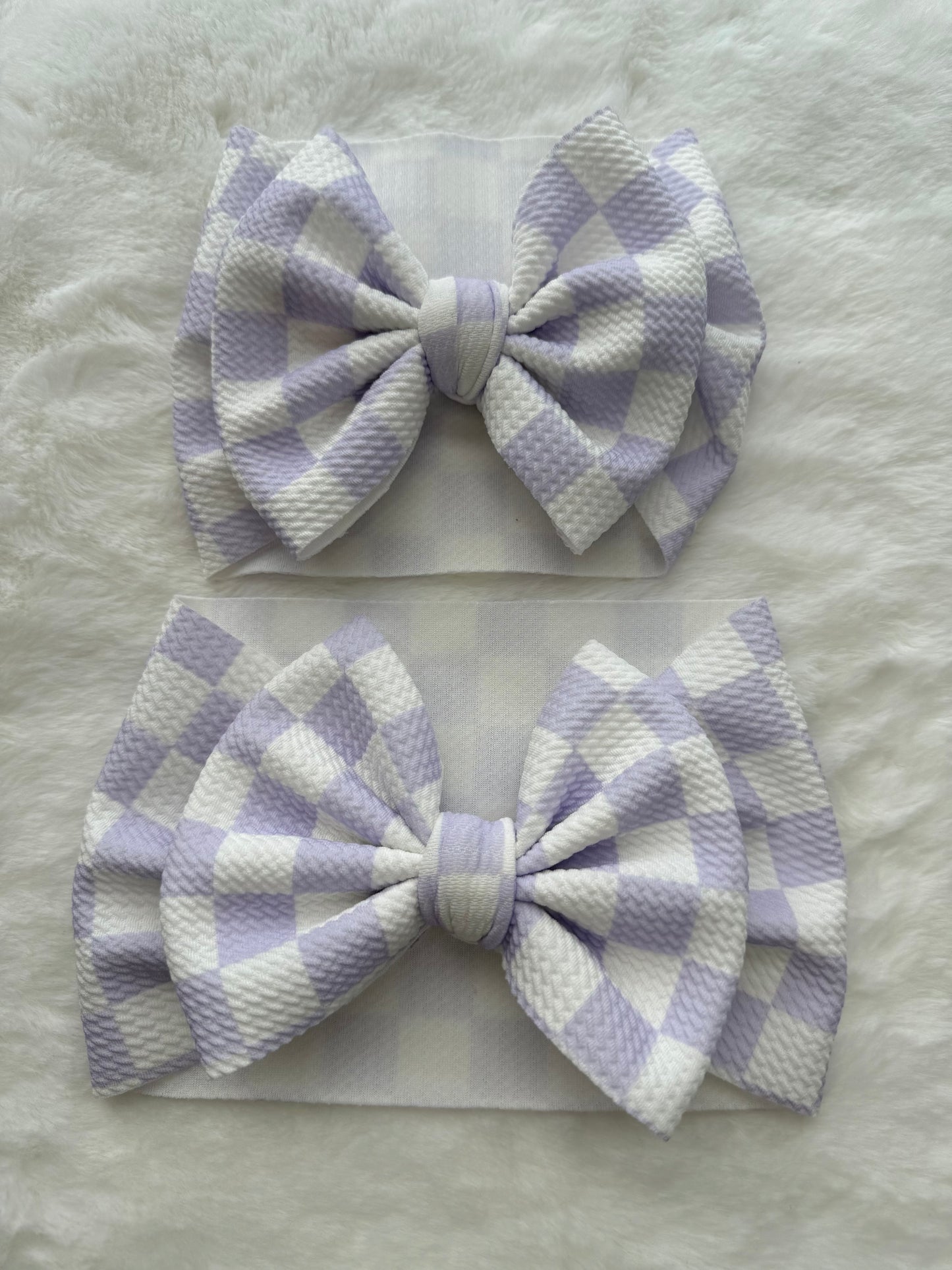 Purple Checks Big Bow Headwrap
