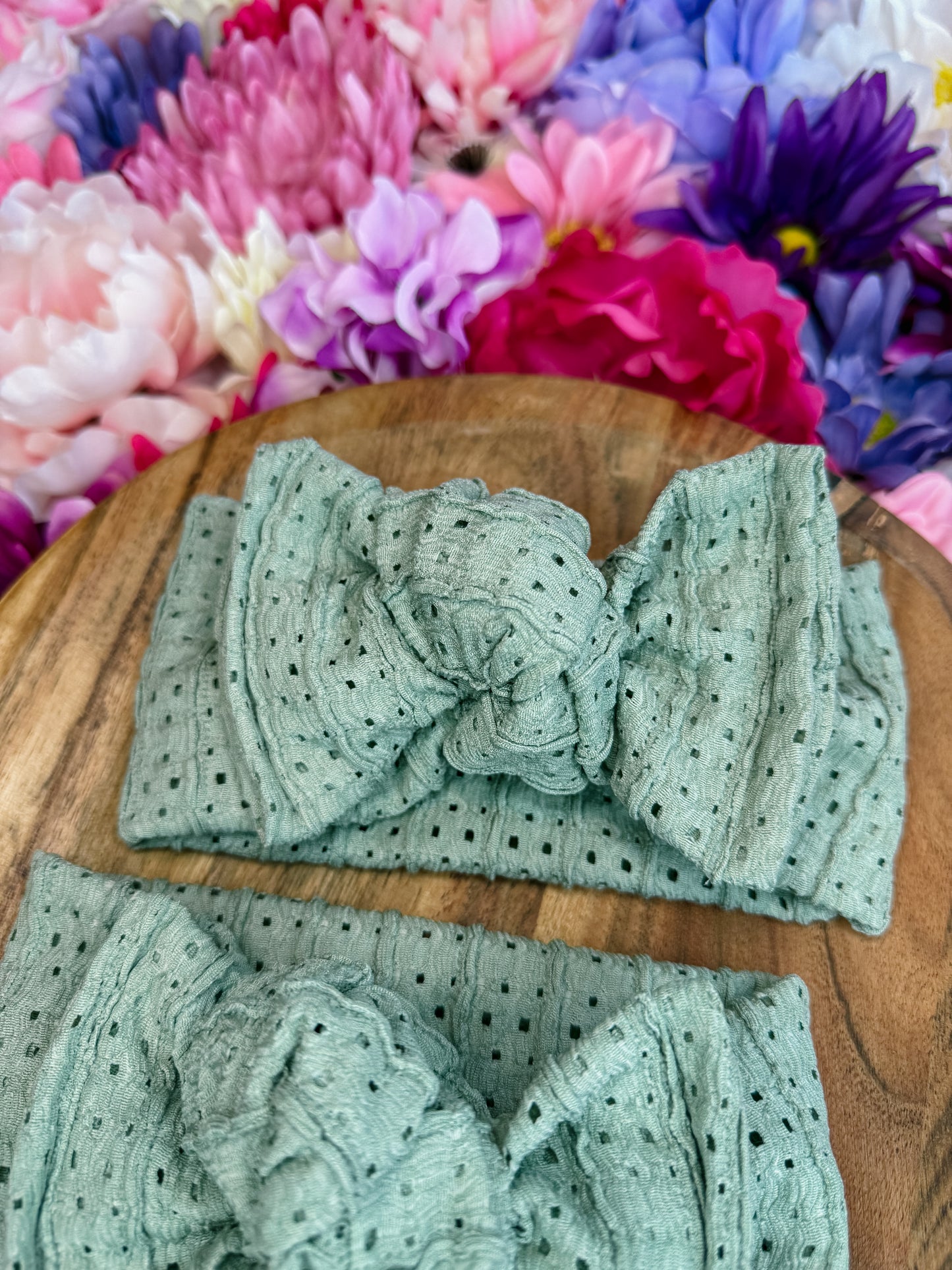 Sand Loop Lace Green Knotted Headwrap