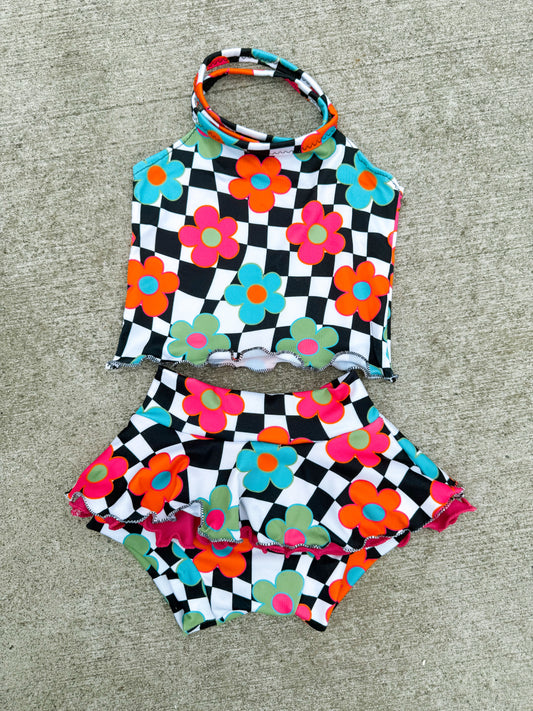 Neon Floral Check Set