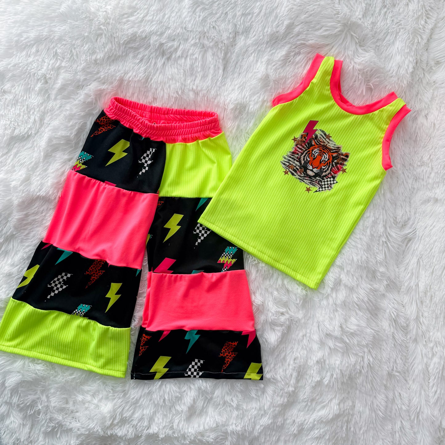 Neon Bolts Tank and Adelyn pants set