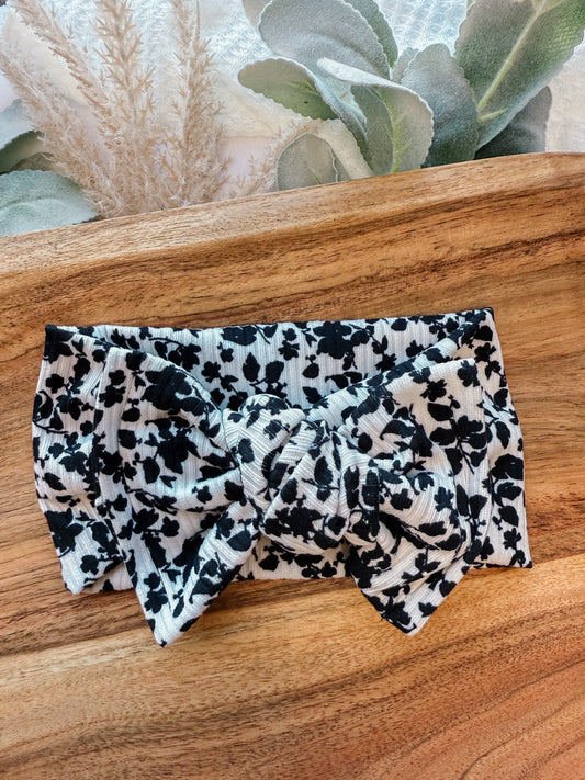 Dainty Black Floral Headwrap