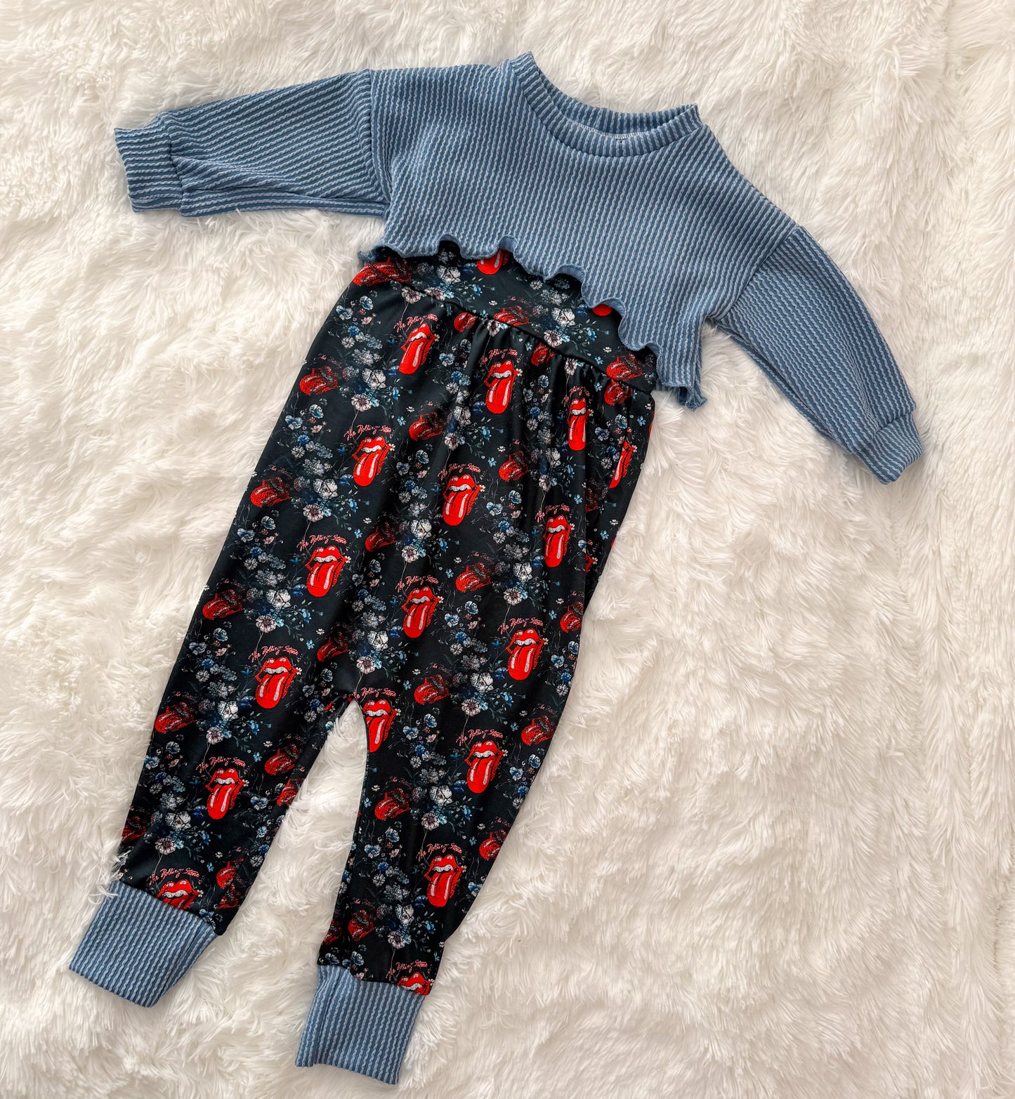 The Stones Floral Olive Romper &Honey Top Set