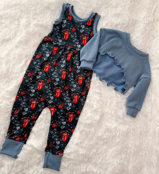 The Stones Floral Olive Romper &Honey Top Set