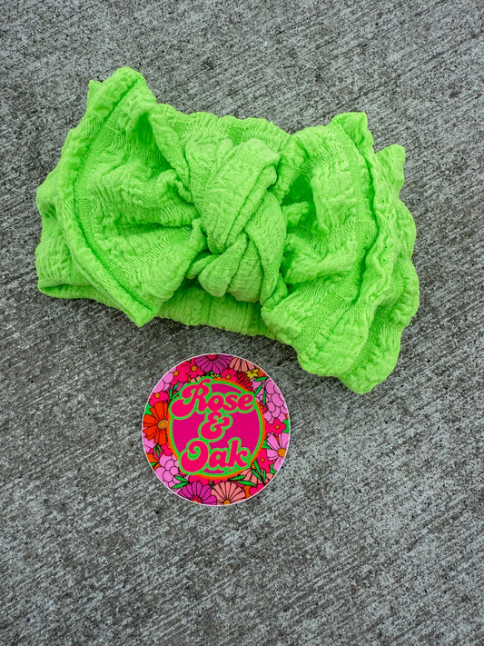 Summer Bubbles - Lime knotted Headwrap