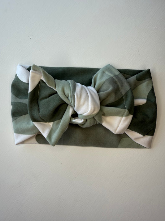White Camo Cutie knotted Headwrap