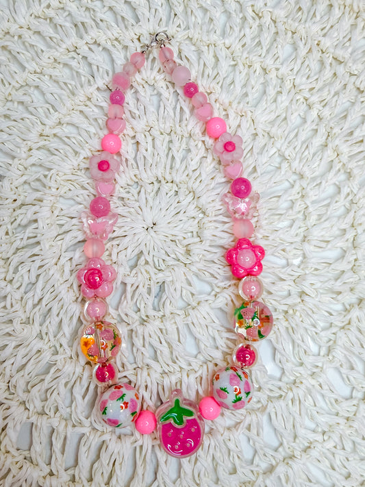 Pink Strawberry Necklace
