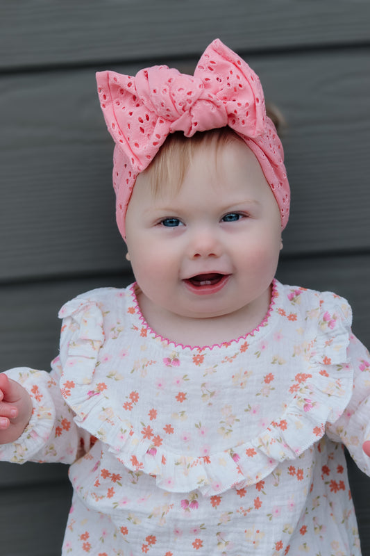 Pastel Pink eyelet knotted HeadWrap