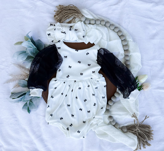 Sweater Bubble Romper “Bows”