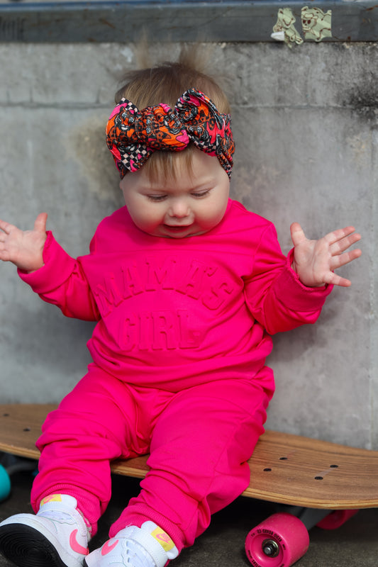 Pink tiger / check Headwrap