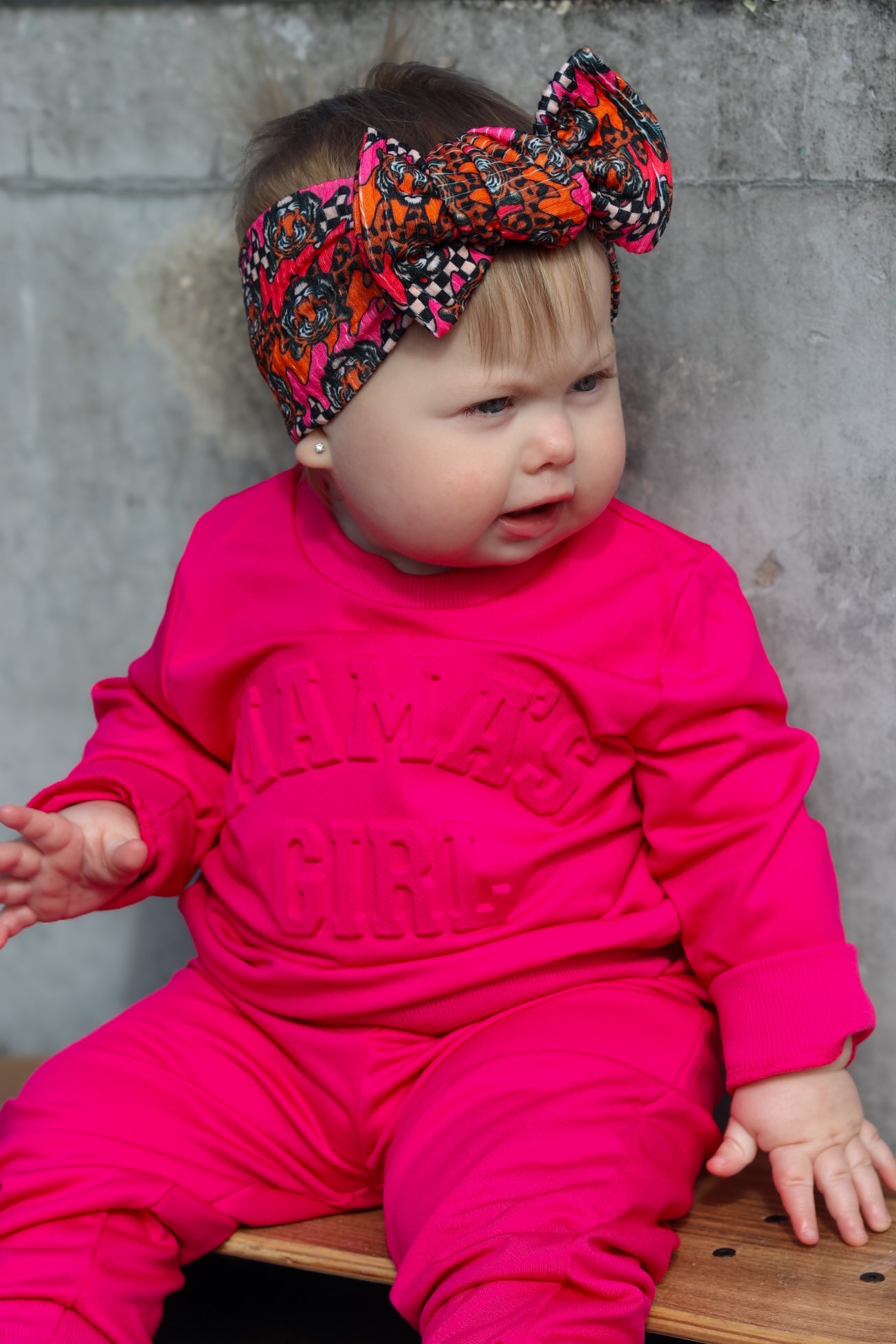 Pink tiger / check Headwrap