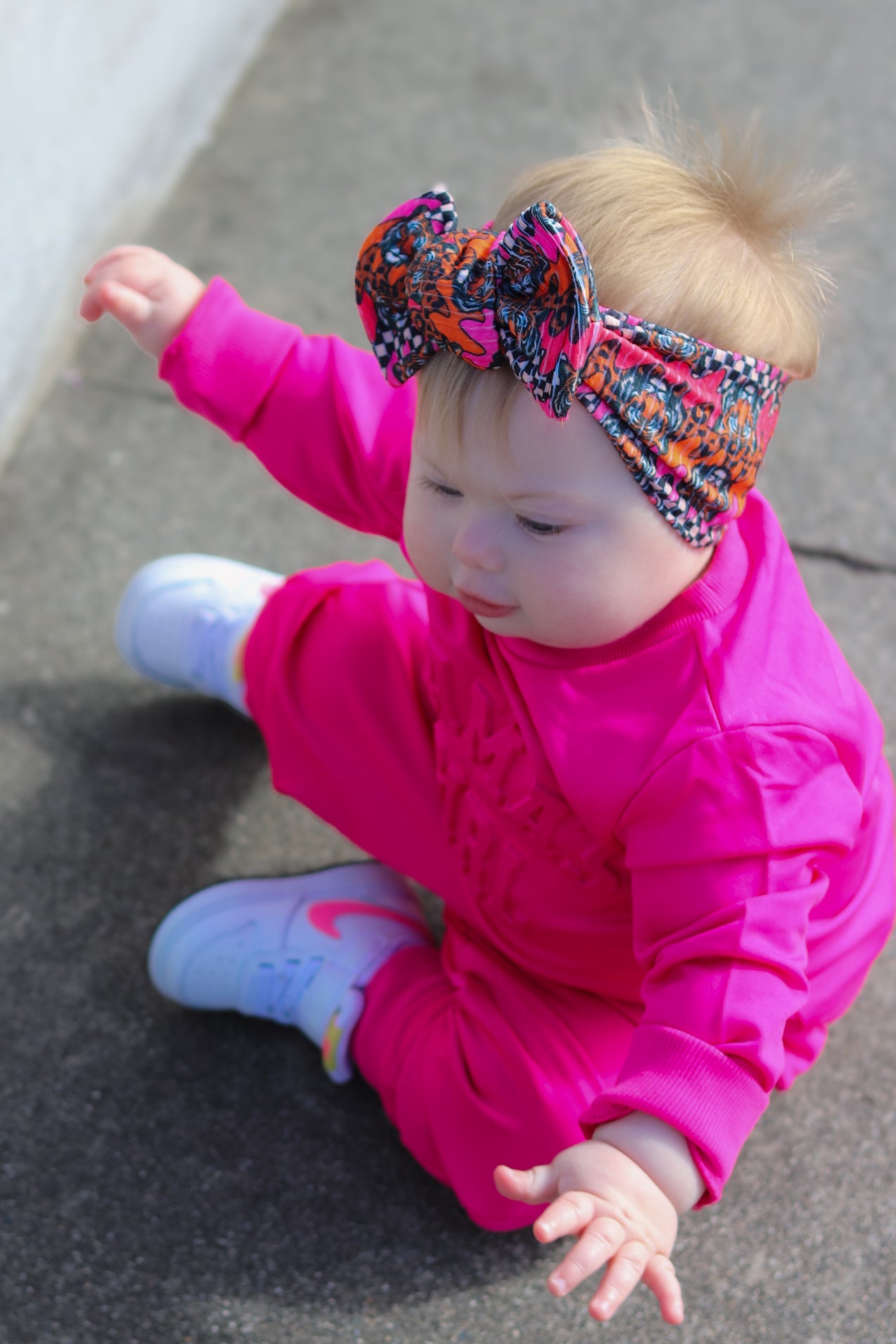 Pink tiger / check Headwrap