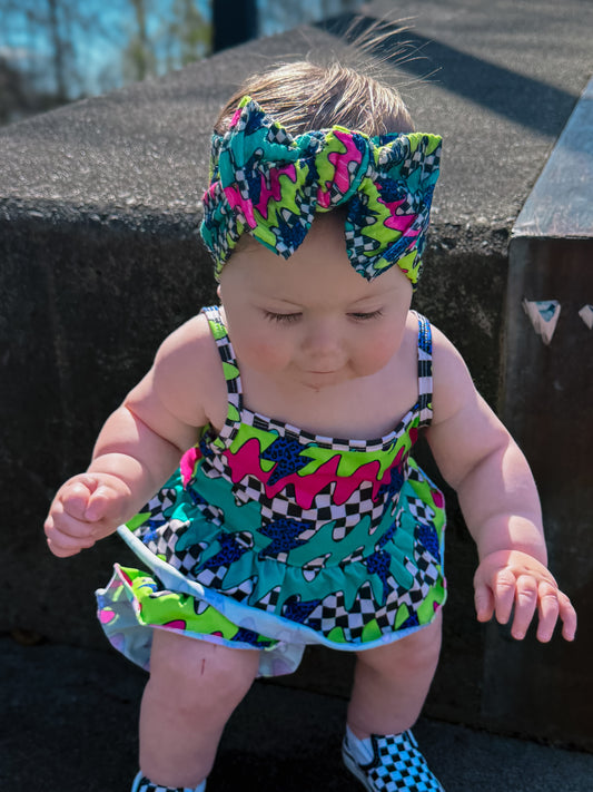 Neon Check Headwrap