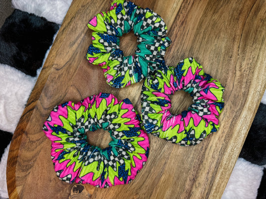 Neon Checkered scrunchie