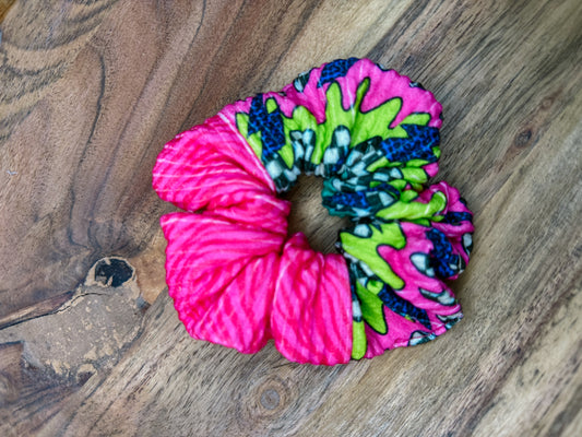 Neon Checks / Pink Zebra Scrunchie