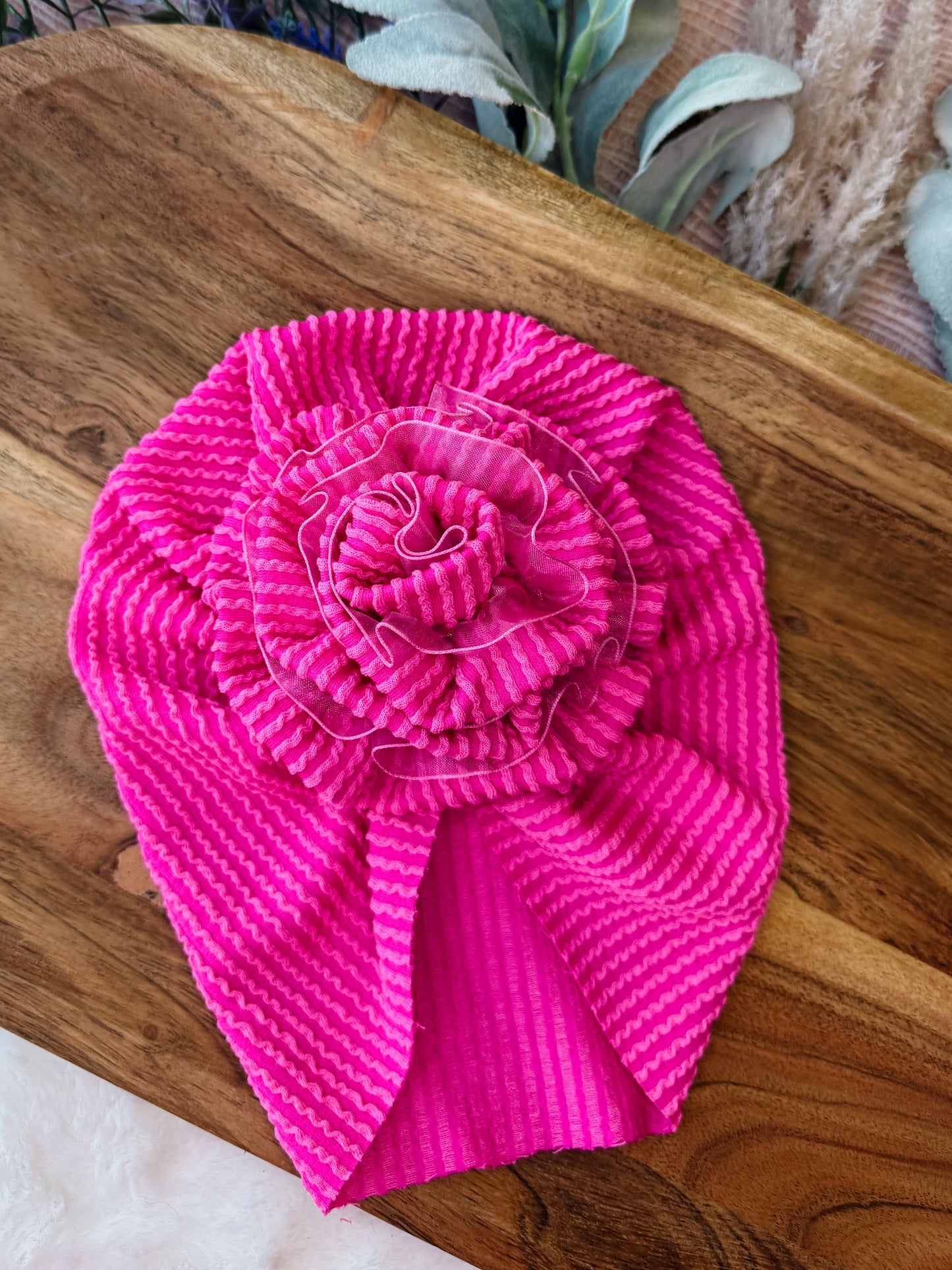 Malibu Bloom Turban with sheer trim