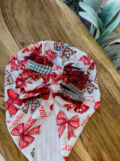 Valentines Bows Messy Knot Turban