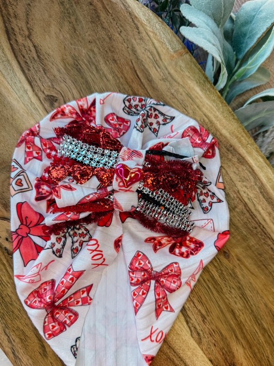Valentines Bows Messy Knot Turban