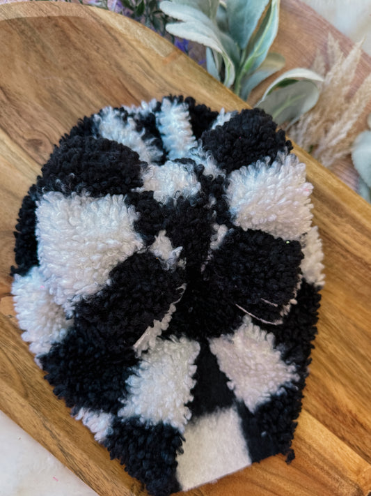 Grunge Check Double stack Bow turban