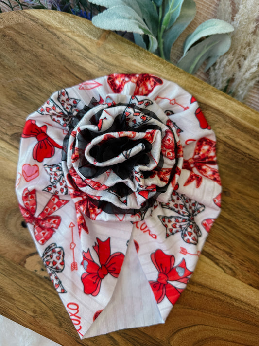 Valentines bows bloom turban