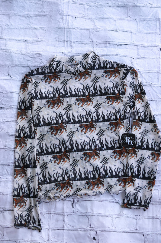 Adult White Tiger mesh top