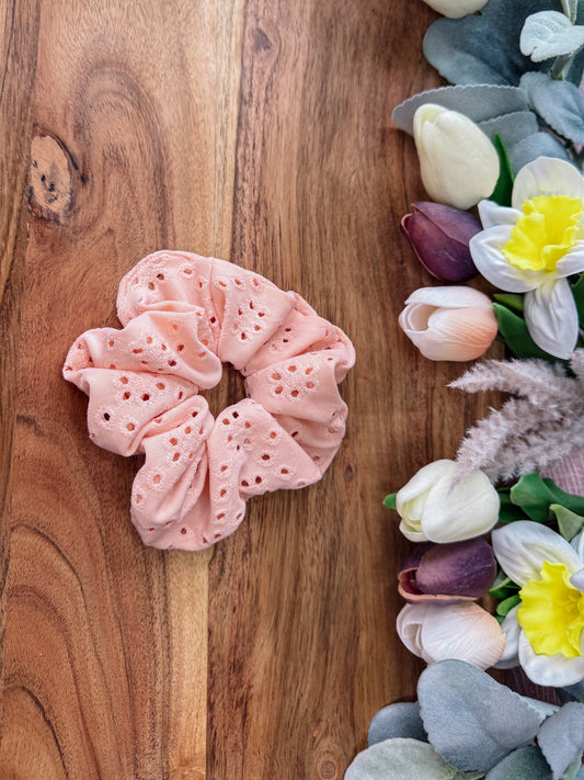 Pastel Orange Eyelet Large Scrunchie