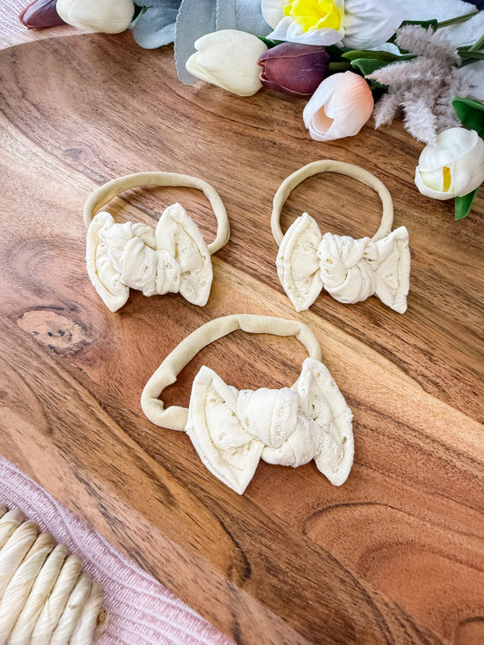 Pastel Yellow Eyelet Bow on Nylon