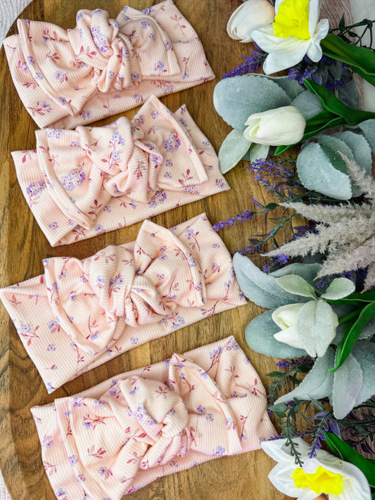 Spring Blooms Pink Knotted HeadWrap