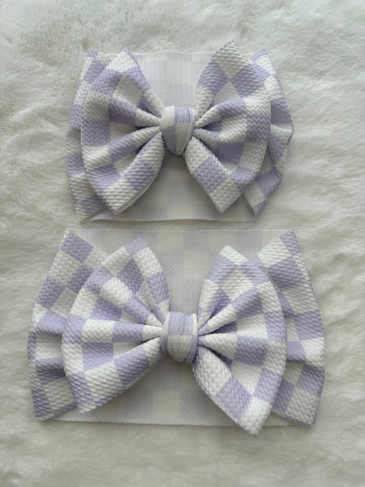 Purple Checks Big Bow Headwrap