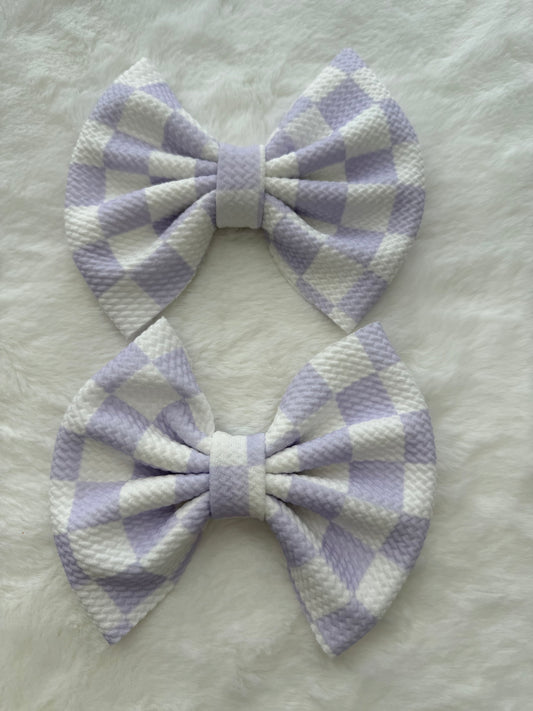 Purple Checks Big Bow on clip