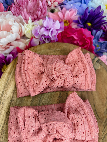 Sand Loop Lace Pink knotted Headwrap