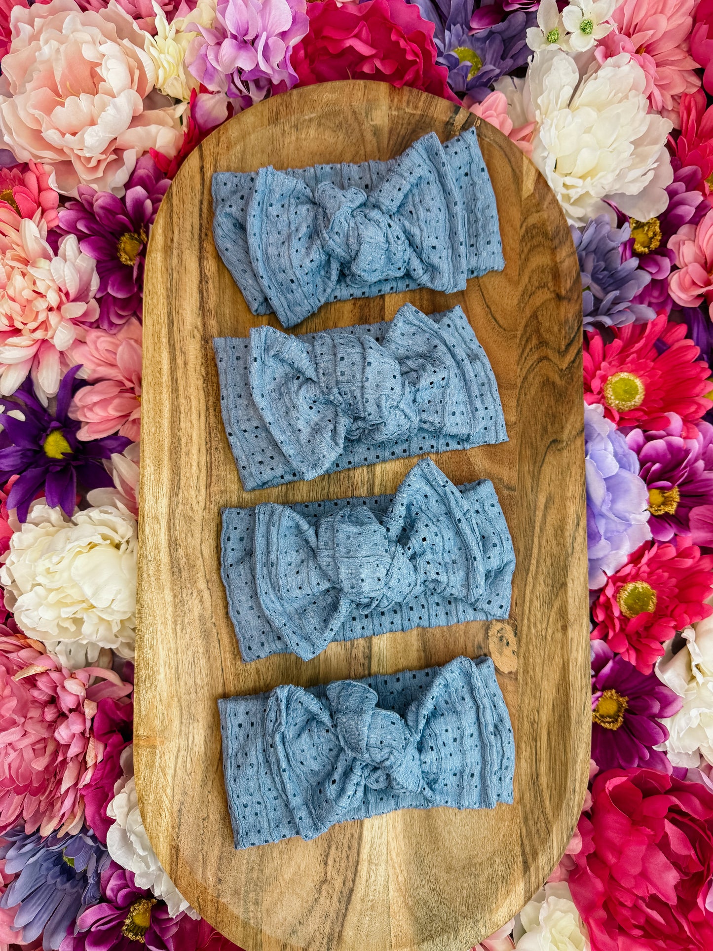 Sand Loop Lace Blue Knotted Headwrap