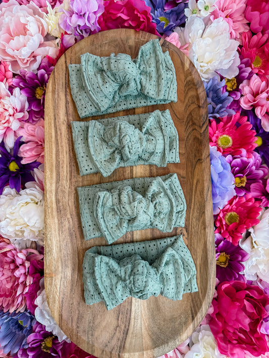 Sand Loop Lace Green Knotted Headwrap