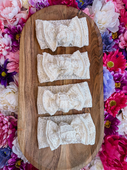 Sand Loop Lace White Knotted Headwrap