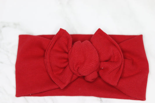 Red Ribbed knotted Headwrap