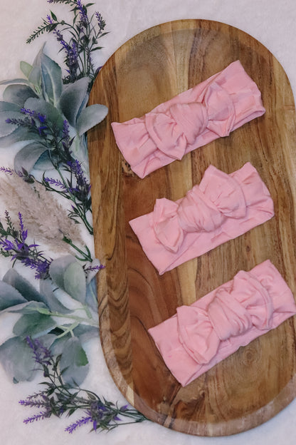 Pink monotoned check knotted Headwrap