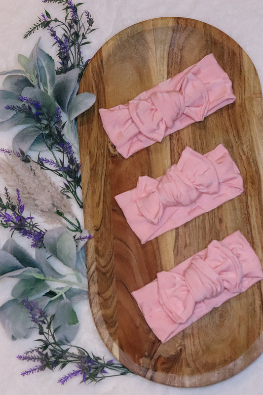 Pink monotoned check knotted Headwrap