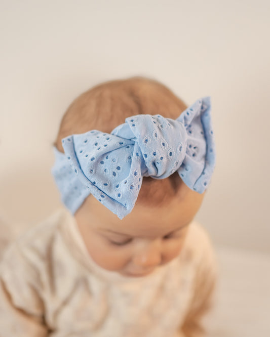 Pastel Blue eyelet knotted HeadWrap