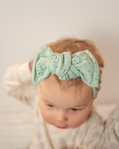 Pastel Green eyelet knotted HeadWrap