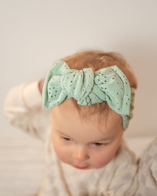 Pastel Green eyelet knotted HeadWrap
