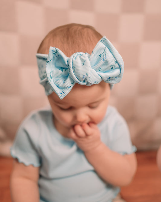 Spring Blooms Blue Knotted HeadWrap
